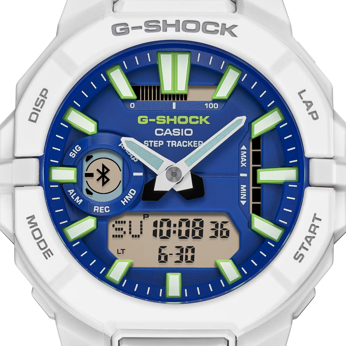 Reloj Casio G-Shock Basic Series G-SQUAD color blanco y esfera azul