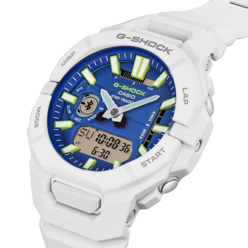 Reloj Casio G-Shock Basic Series G-SQUAD color blanco y esfera azul