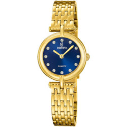 Reloj de mujer Festina Mademoiselle dorado 26mm esfera azul intenso con circonitas