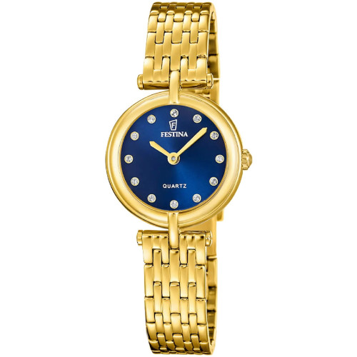 Reloj de mujer Festina Mademoiselle dorado 26mm esfera azul intenso con circonitas