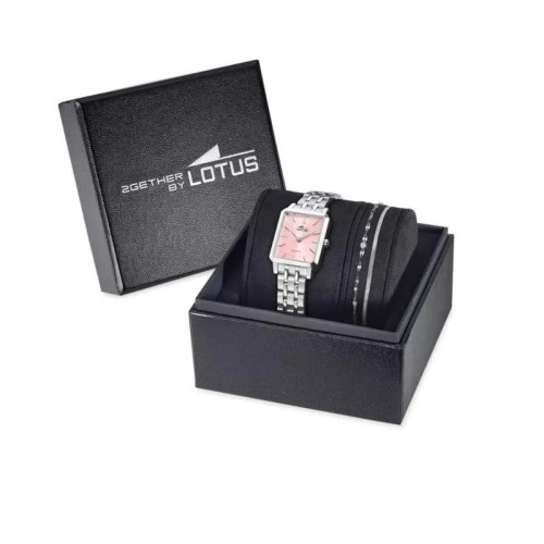 Set reloj Lotus Together para mujer esfera rosa  22x33mm con pulsera de acero