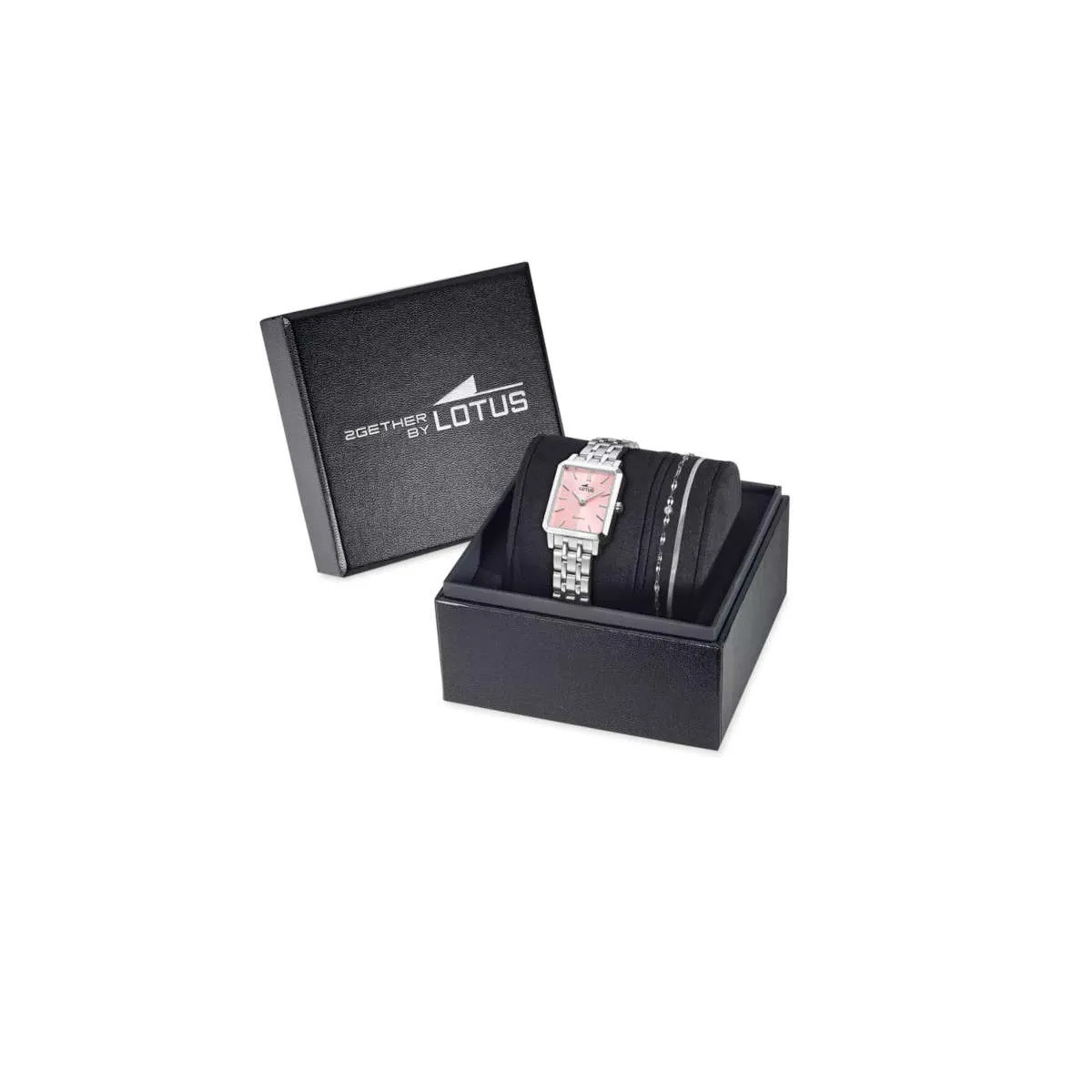 Set reloj Lotus Together para mujer esfera rosa  22x33mm con pulsera de acero