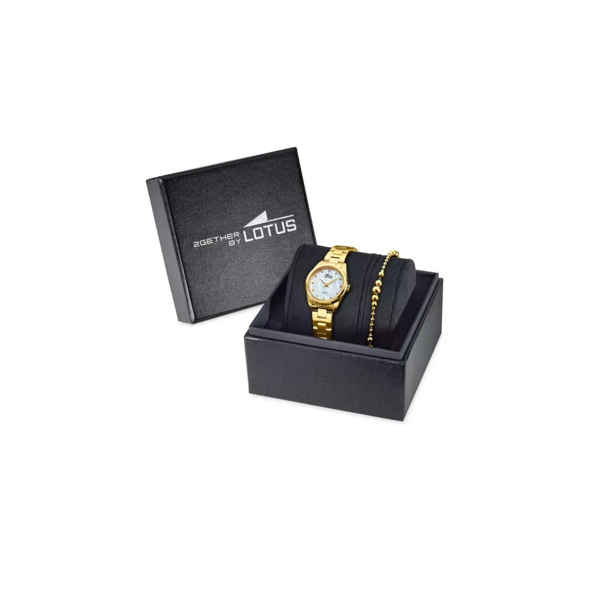 Set reloj Lotus para mujer 2Gether IP dorado 26mm esfera nácar con pulsera de acero dorado