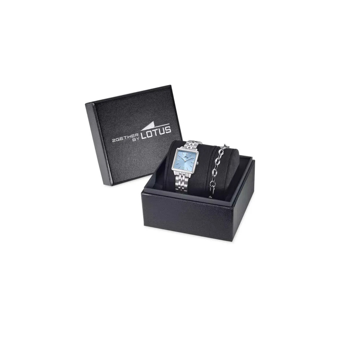 Set reloj Lotus para mujer 2Gether IP esfera azul cielo 26x26mm con pulsera de acero