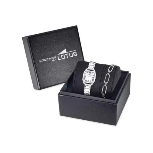 Set reloj Lotus Together para mujer esfera gris 26x26mm con pulsera de acero