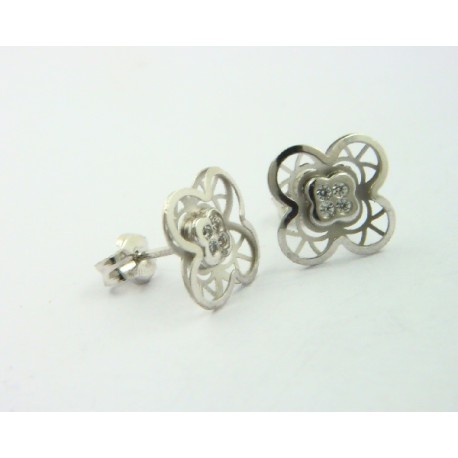 Pendientes oro blanco 750 con circonitas