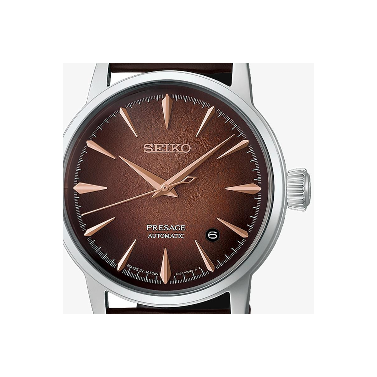 Reloj Seiko Presage Cocktail Time Whiskey Mist 38.5mm esfera marrón