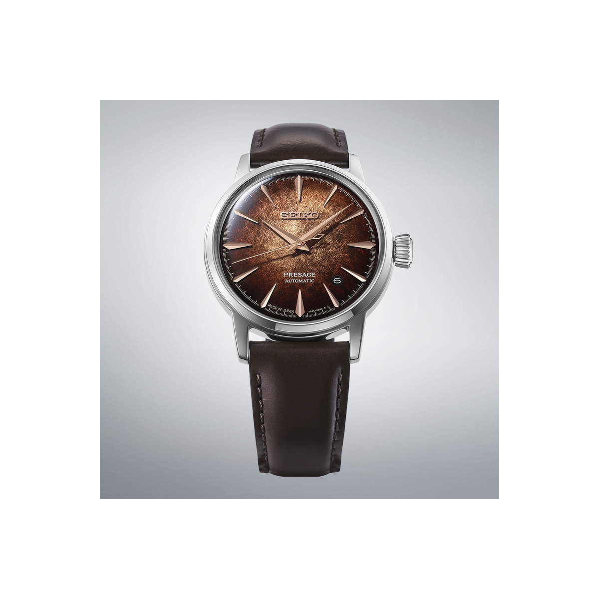 Reloj Seiko Presage Cocktail Time Whiskey Mist 38.5mm esfera marrón
