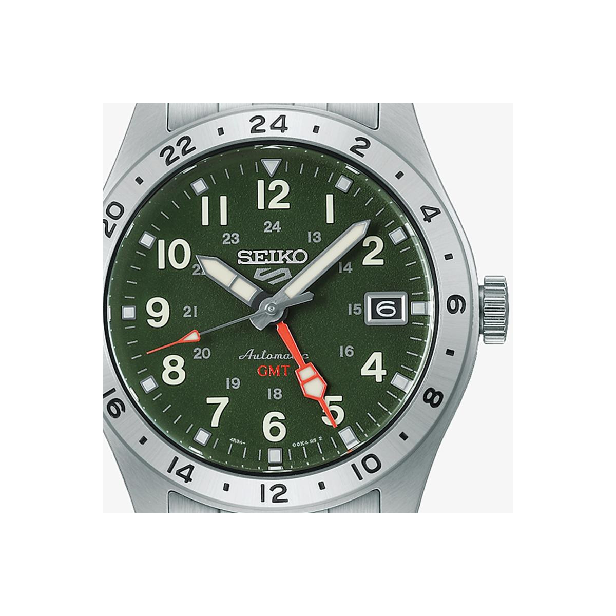Reloj Seiko 5 Sports Field deportivo GMT esfera verde
