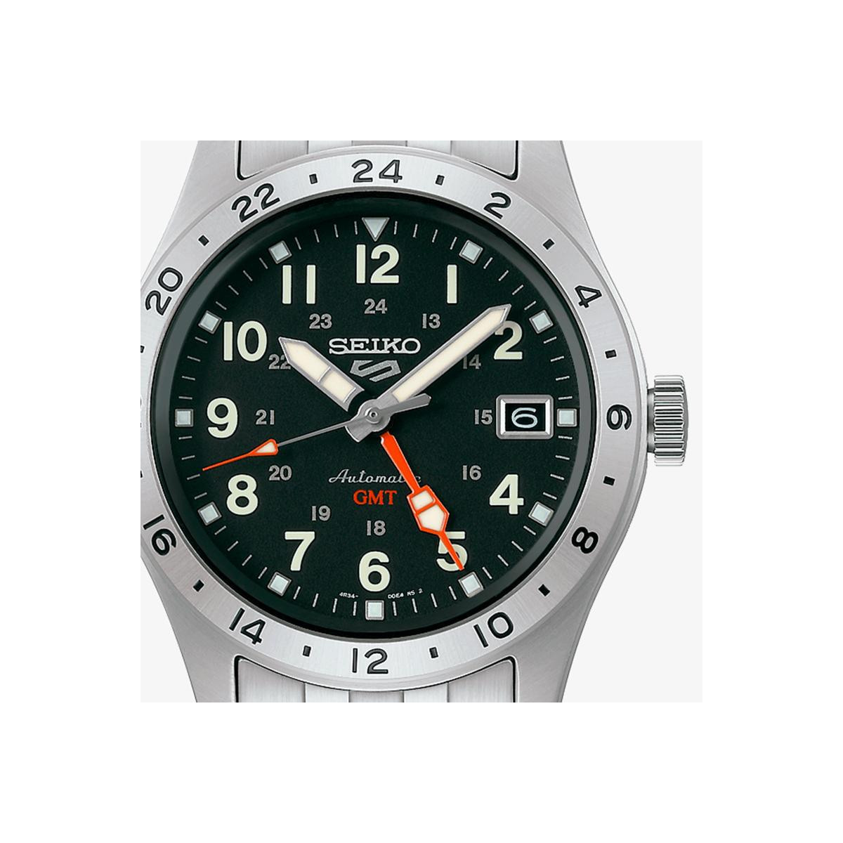 Reloj Seiko 5 Sports Field deportivo GMT esfera negra