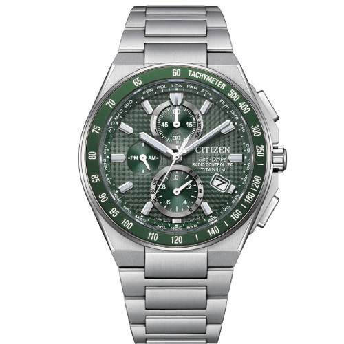 Reloj Citizen SuperTitanium Crono Radiocontrolado esfera verde 42mm
