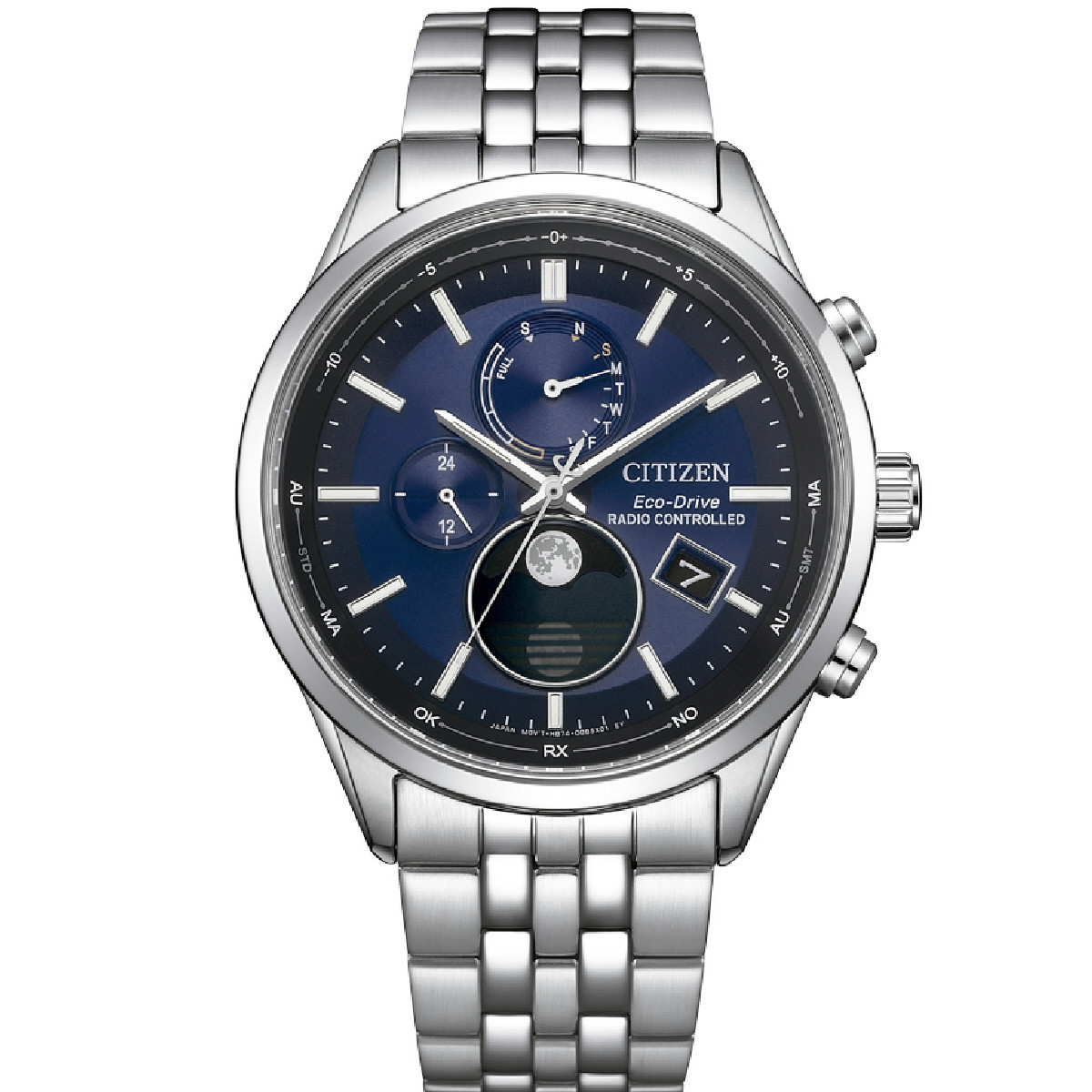 Reloj Citizen Tsuki-yomi Moonphase Radiocontrolado esfera azul 42mm
