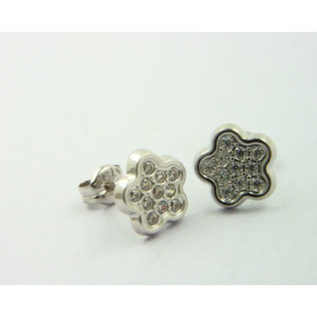 Pendientes oro blanco 750 con circonitas