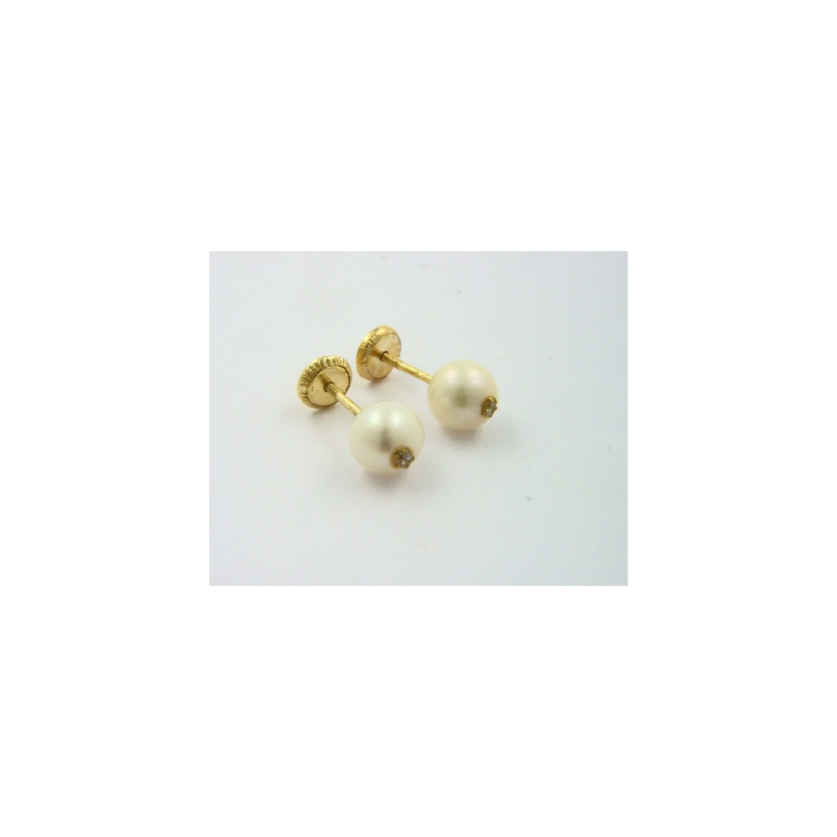 Pendientes oro 750 con perla y circonita