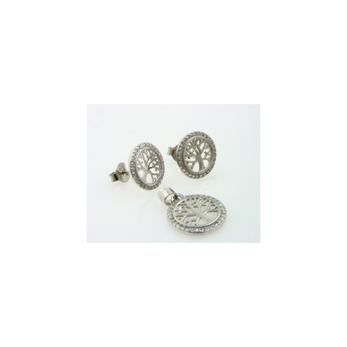 Conjunto de colgante y pendientes plata 925 Arbol